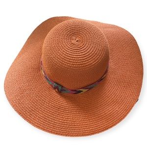 Magid Hats Orange Straw Hat Embroidered Braided Band